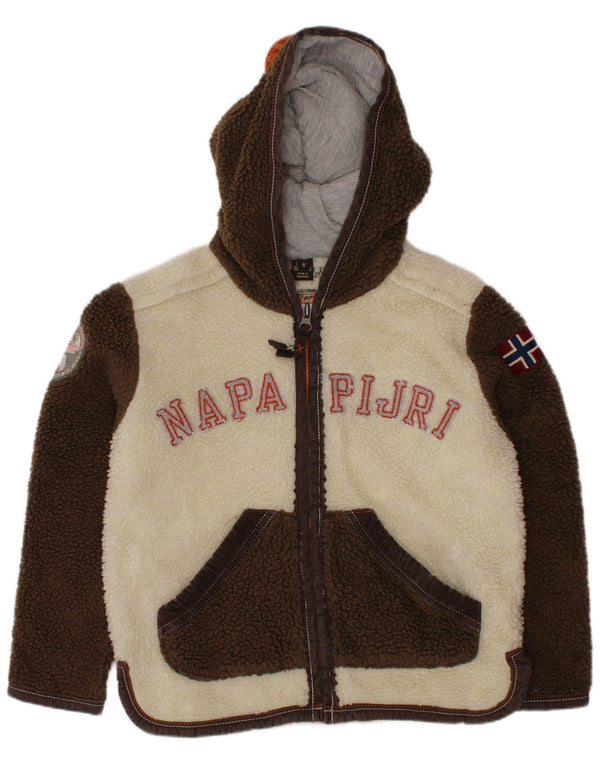 NAPAPIJRI Girls Graphic Fleece Jacket 5-6 Years Off White Colourblock