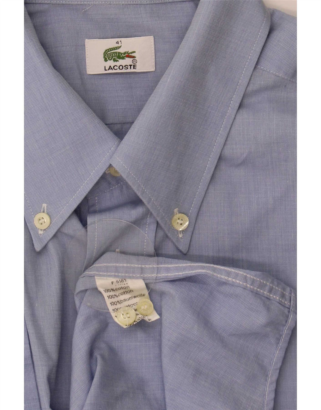 Lacoste Mens Short Sleeve Shirt Size 41 Large Blue Cotton