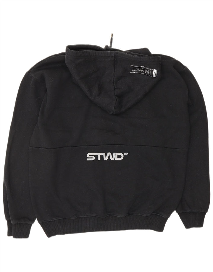 PULL & BEAR Mens Graphic Hoodie Jumper Medium Black