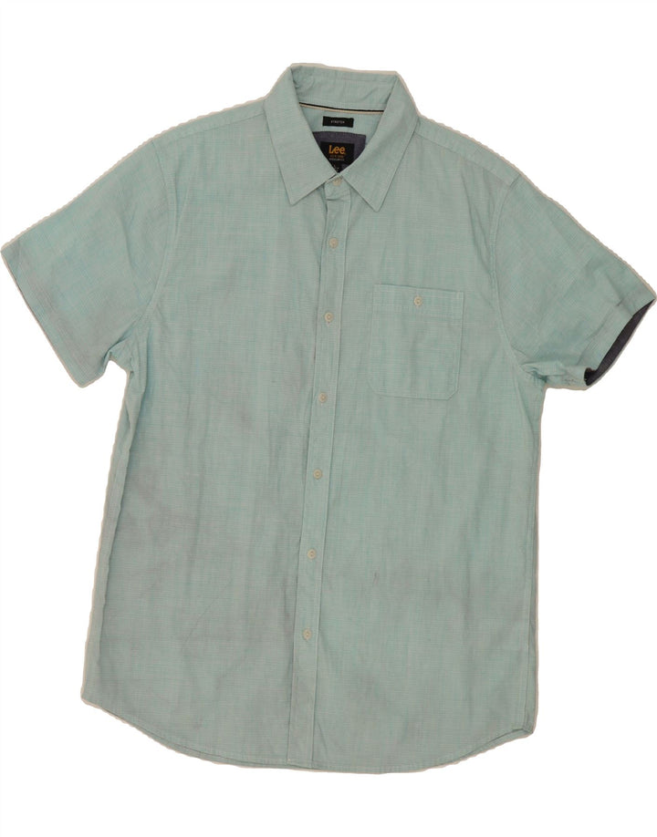 LEE Mens Regular Fit Short Sleeve Shirt Large Turquoise Check Cotton Vintage Lee and Second-Hand Lee from Messina Hembry 