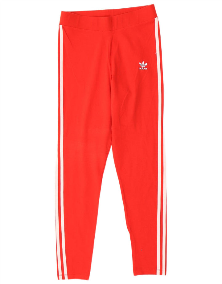 Adidas Womens Leggings UK 14 Medium Red Cotton