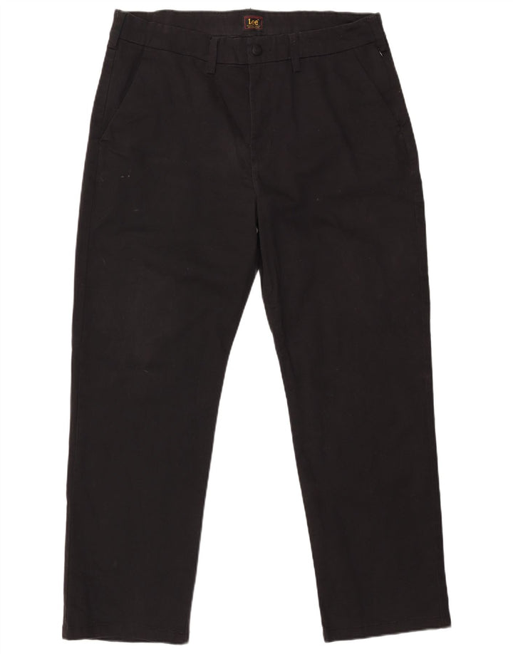 Lee Mens Straight Chino Trousers W36 L30 Black Cotton