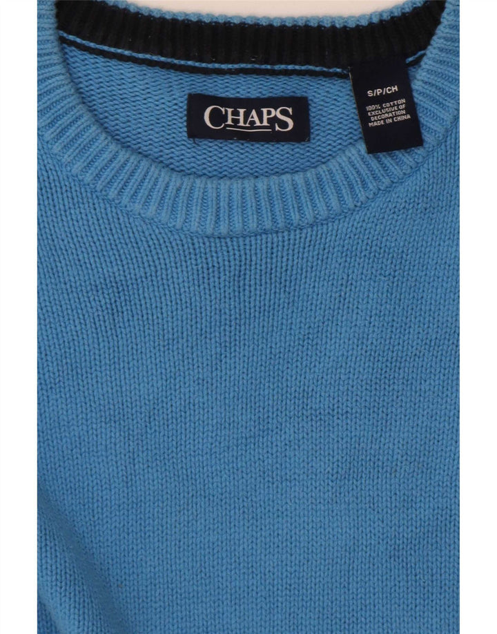 Chaps Mens Boat Neck Jumper Sweater Small Blue Cotton