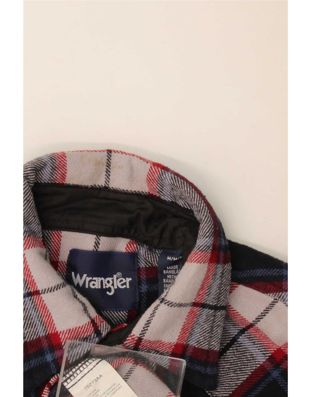 Wrangler Mens Flannel Shirt Medium Navy Blue Check Cotton