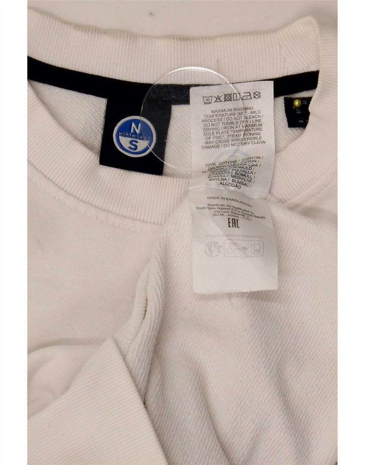 North Sails Mens Graphic Sweatshirt Jumper Small White Cotton