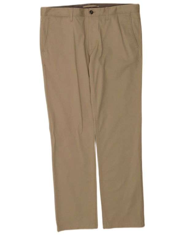 ZARA Mens Straight Chino Trousers EU 44 Large W34 L31 Beige Cotton