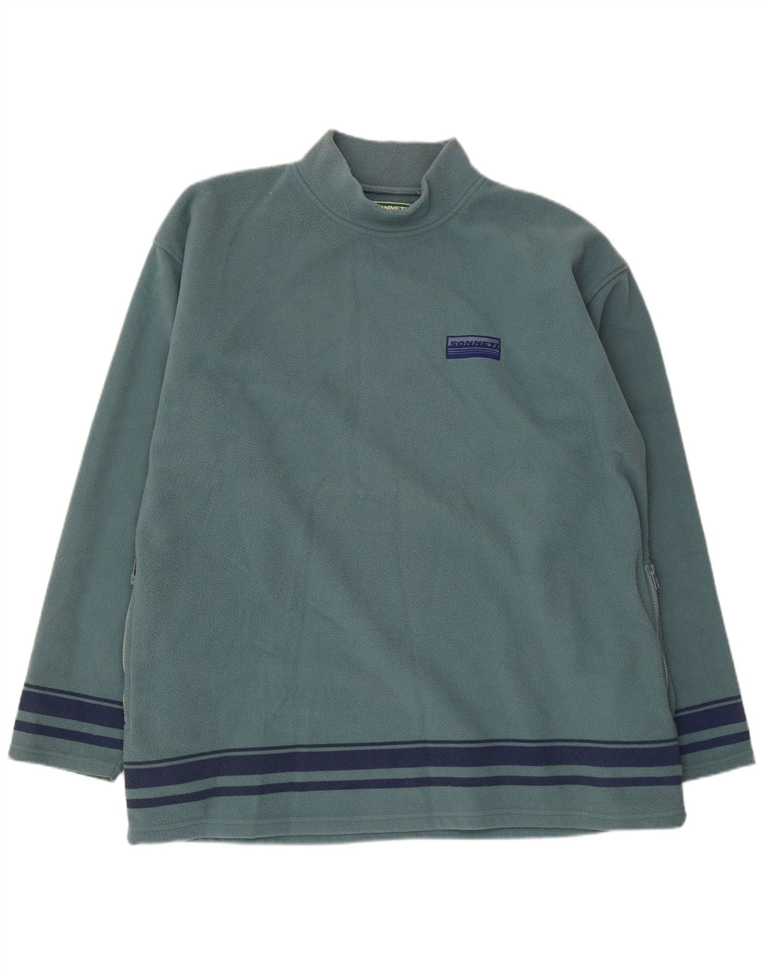 SONNETI Mens Fleece Jumper 4XL Blue Striped Polyester