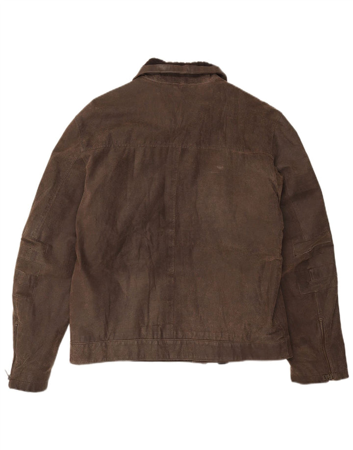 Basic Mens Leather Jacket IT 52 XL Brown Leather