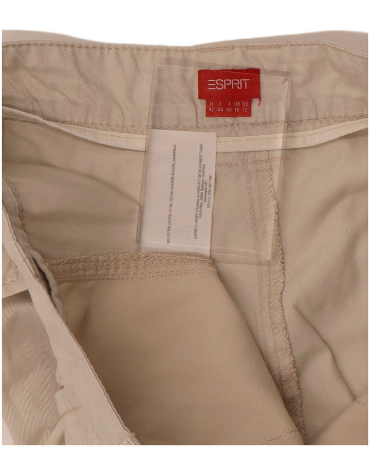 ESPRIT Womens Straight Cropped Trousers UK 16 Large W34 L26 Beige Cotton