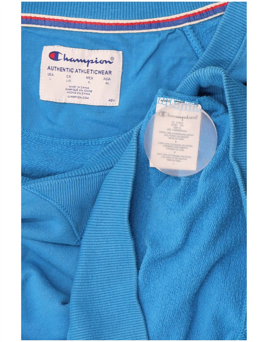 CHAMPION Womens Graphic Sweatshirt Jumper UK 16 Large Blue Cotton