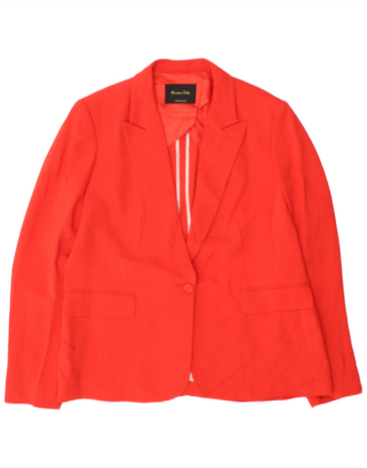 Massimo Dutti Womens 1 Button Blazer Jacket EU 44 XL Red Viscose