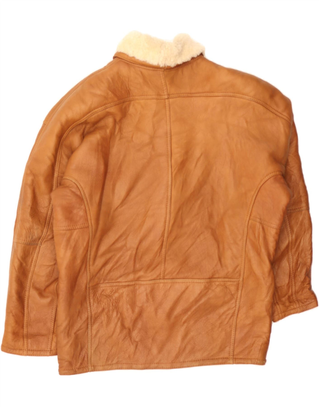VINTAGE Mens Shearling Jacket IT 52 XL Brown