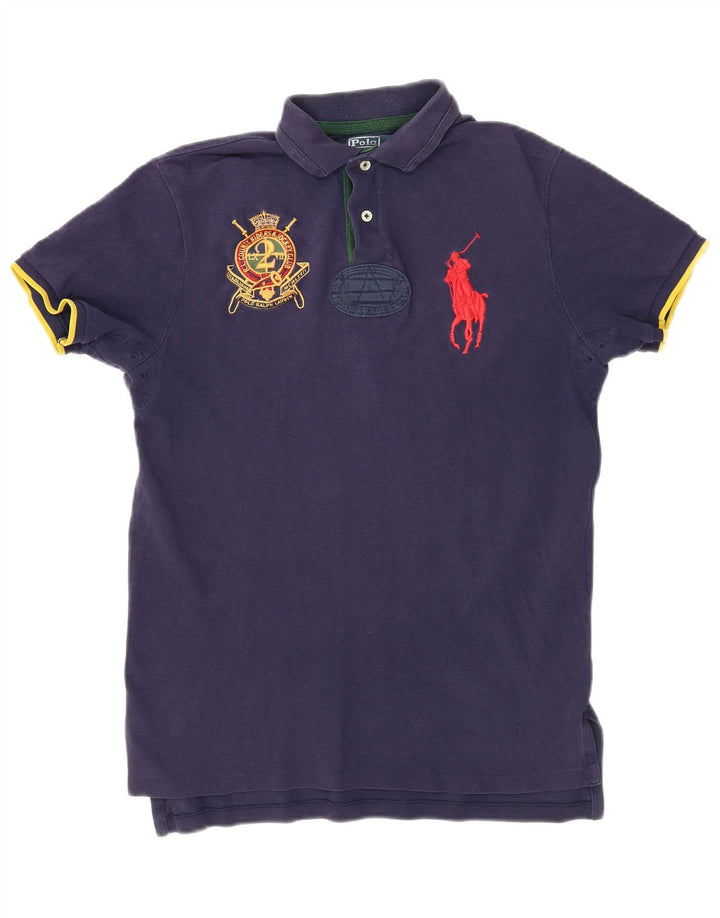 Polo Ralph Lauren Mens Graphic Custom Fit Polo Shirt Medium Navy Blue