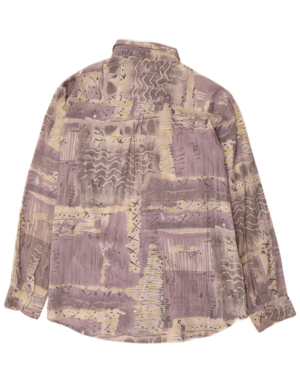 VINTAGE Mens Shirt Size 16 16 1/2 Large Grey Patchwork Viscose