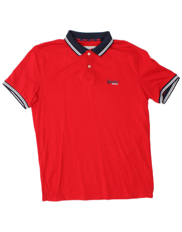 Superdry Mens Rugby Polo Shirt Large Red Cotton