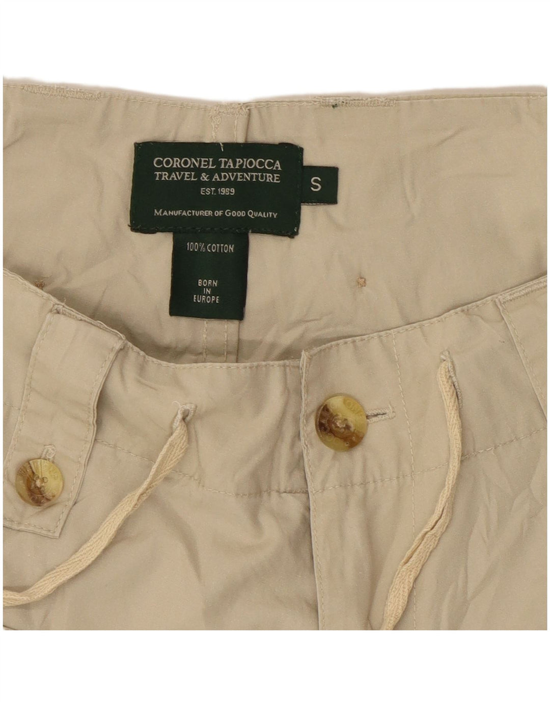 Vintage Womens Cargo Capri Trousers Small W27 L21 Beige Cotton