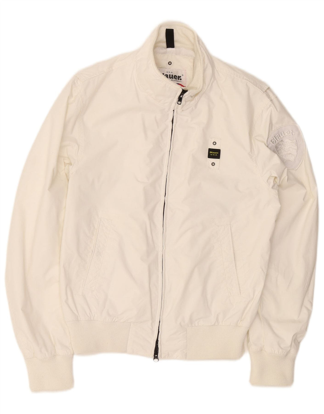 BLAUER Mens Bomber Jacket UK 38 Medium White Nylon