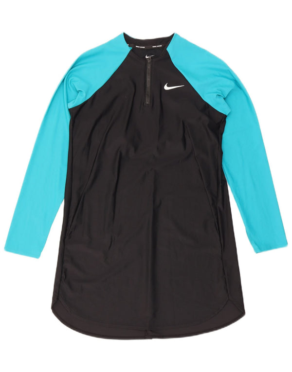 Nike Womens Swim Longline Top Long Sleeve UK 10 Small Black Colourblock