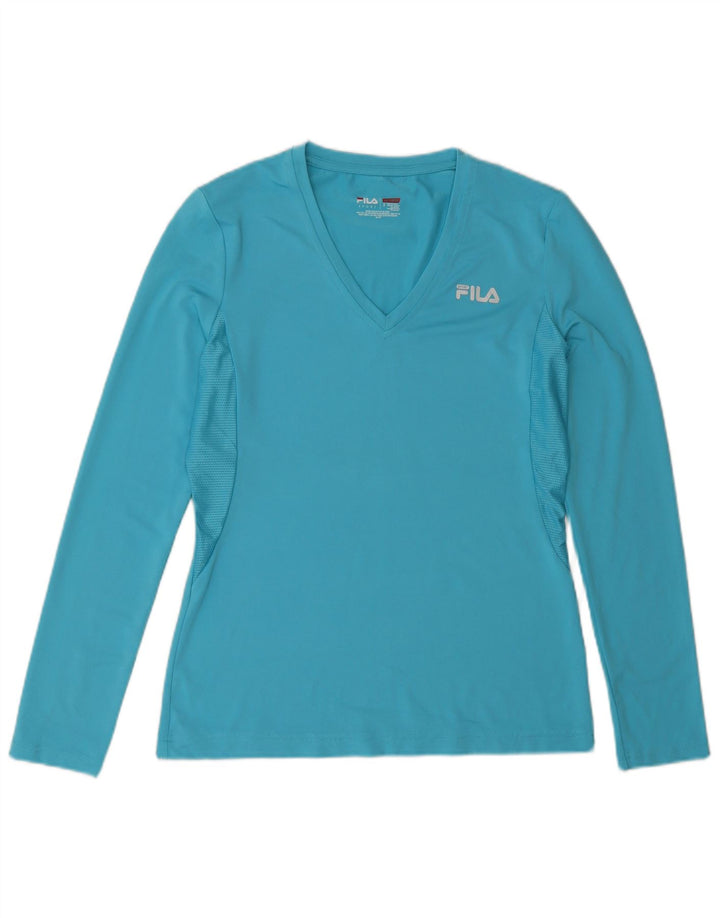 Fila Womens Top Long Sleeve UK 10 Small Blue Polyester Sports