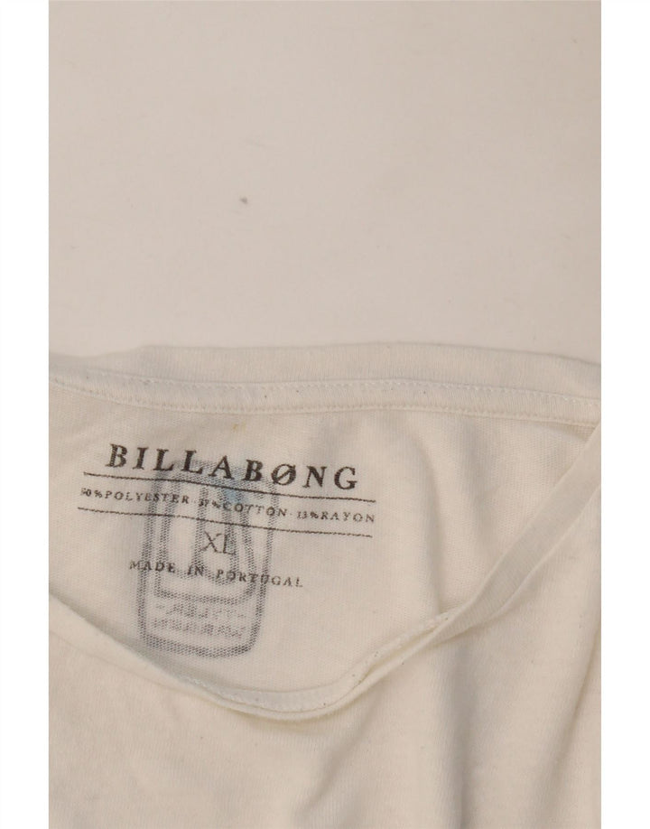 BILLABONG Mens Graphic T-Shirt Top XL White Polyester