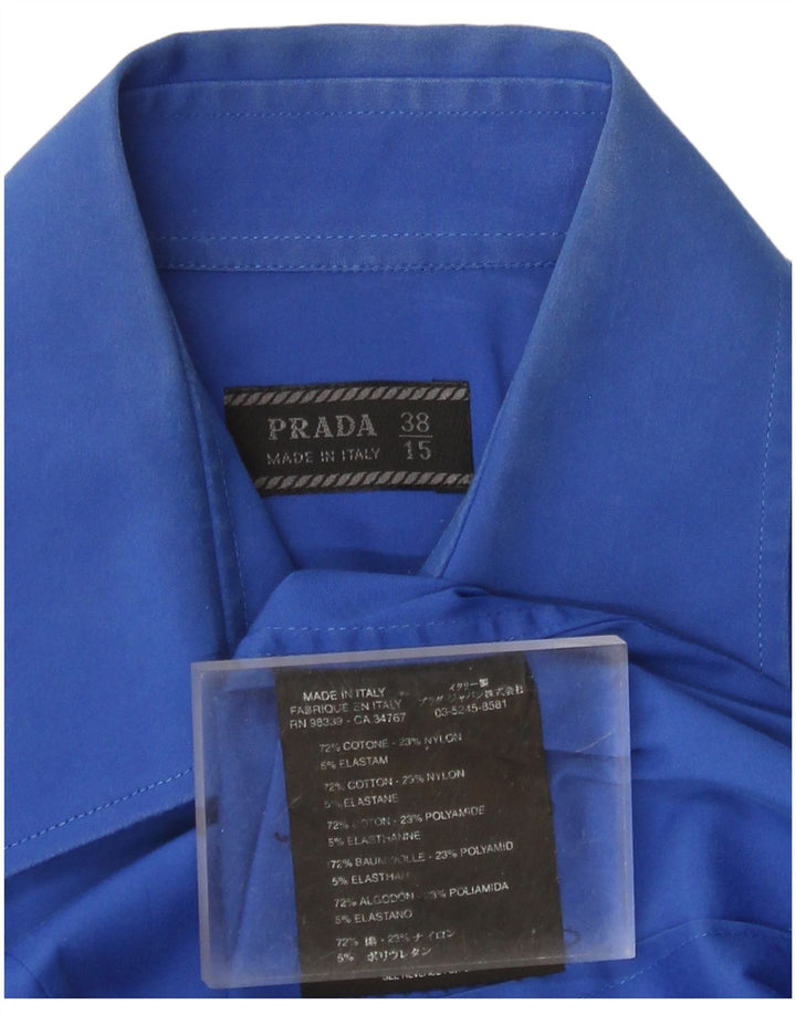 Prada Mens Shirt Size 38 15 Medium Blue Cotton