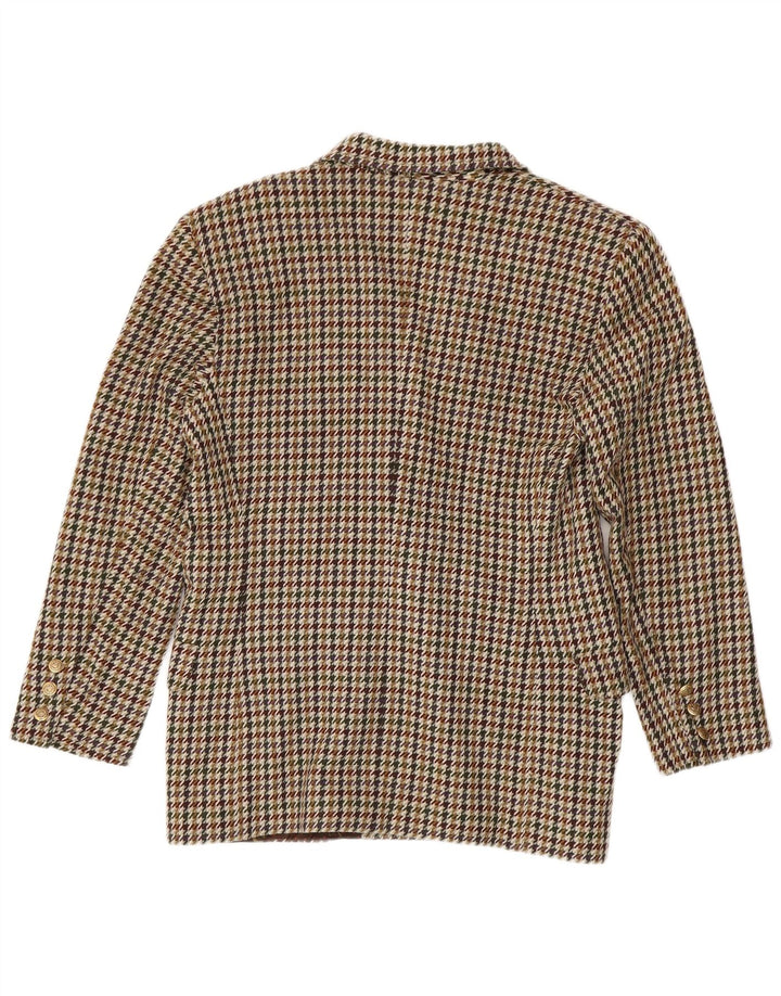 Vintage Womens Double Breasted Blazer Jacket US 10 Large Brown Houndstooth