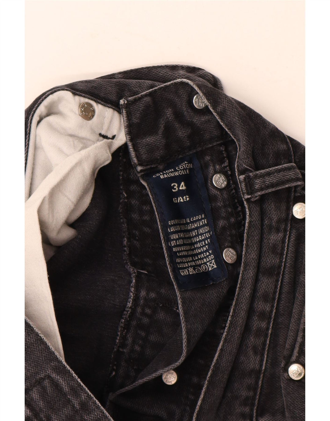 GAS Mens Dakota Straight Jeans W34 L32 Black Cotton