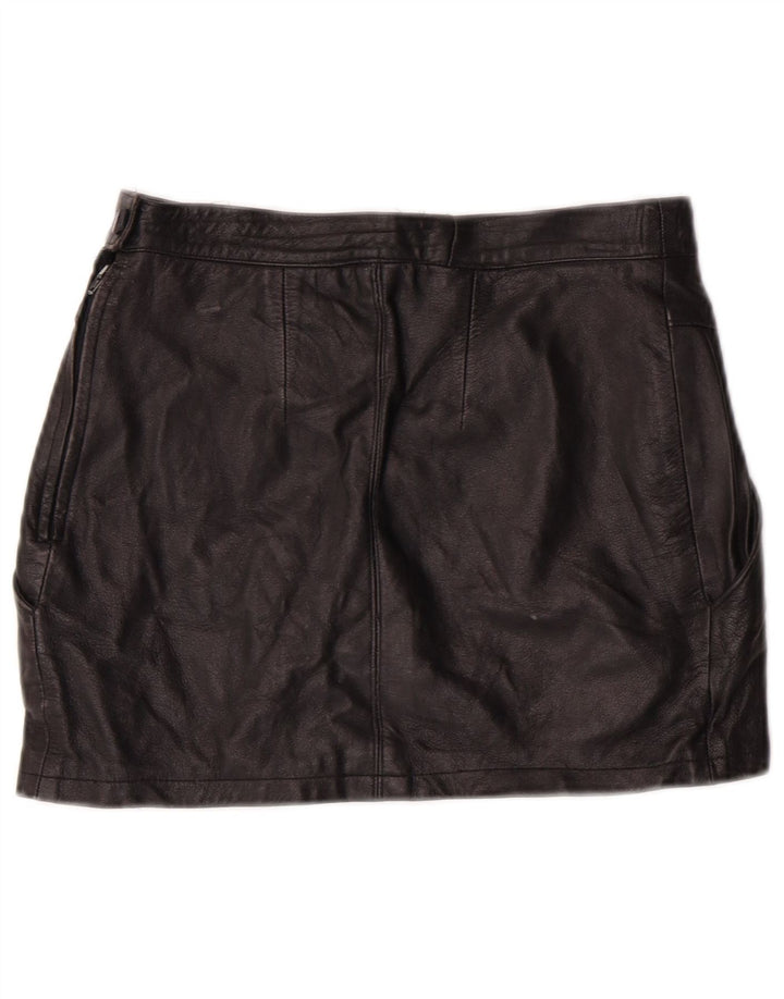 EMBASSY Womens High Waist Leather Skirt IT 46 Large W26 Black Leather
