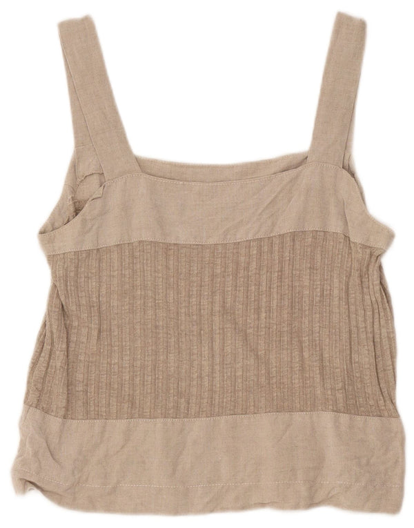Vintage Womens Crop Cami Top UK 8 Small Grey Colourblock