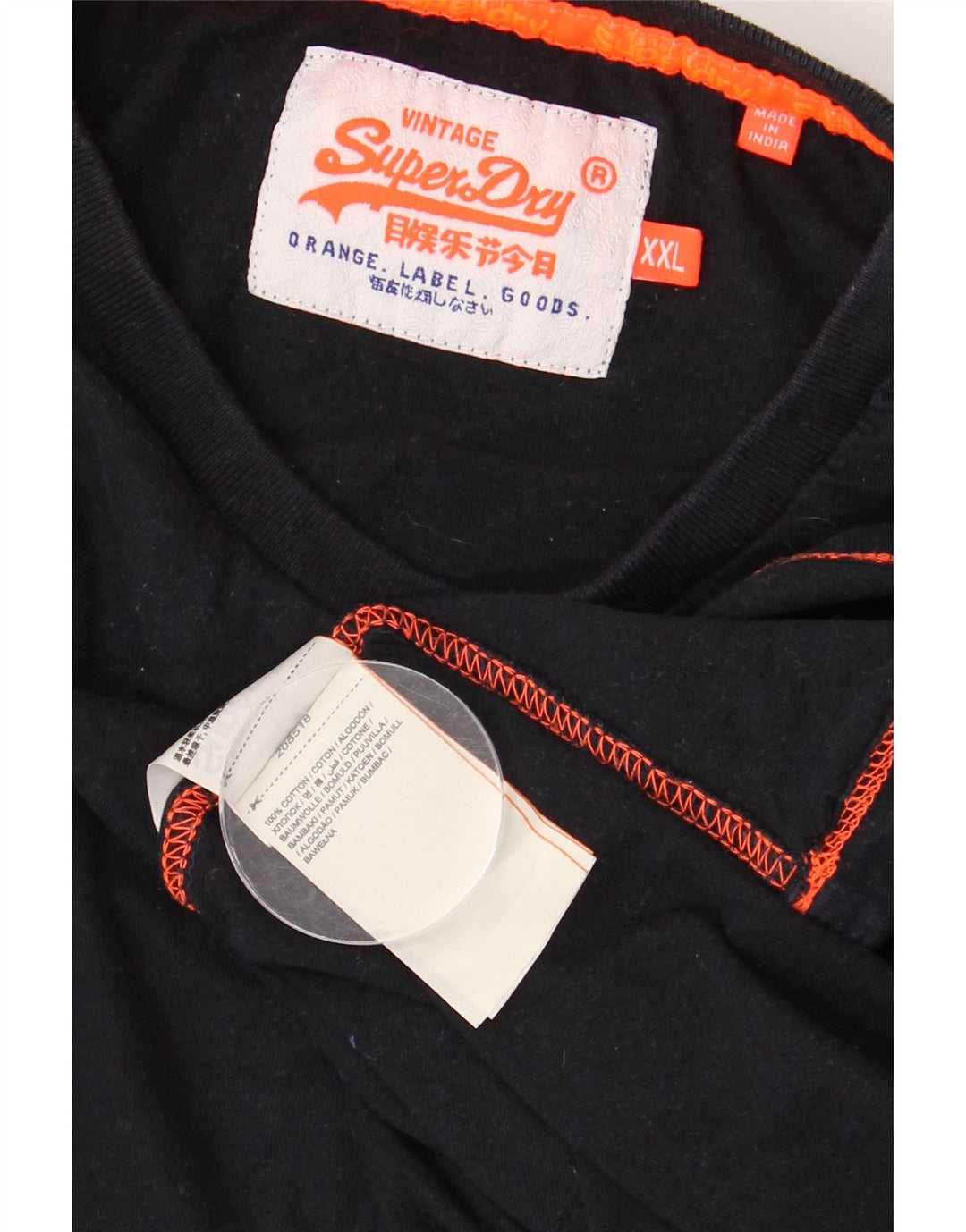 SUPERDRY Mens T-Shirt Top 2XL Black Cotton