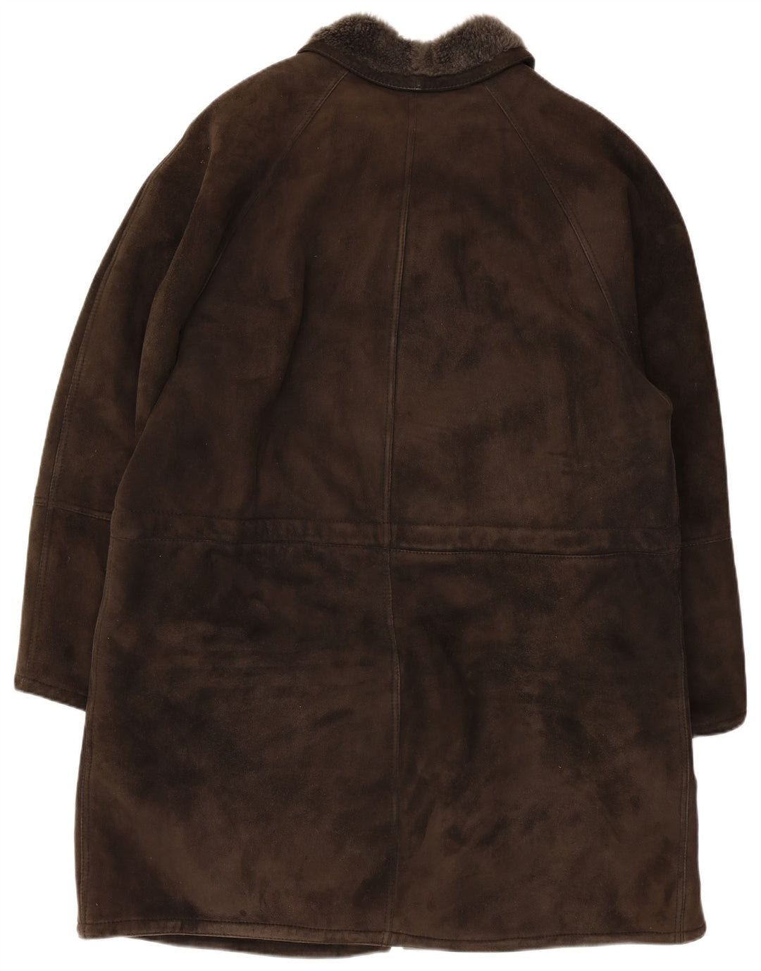 Vintage Mens Shearling Overcoat UK 40 Large Brown Leather