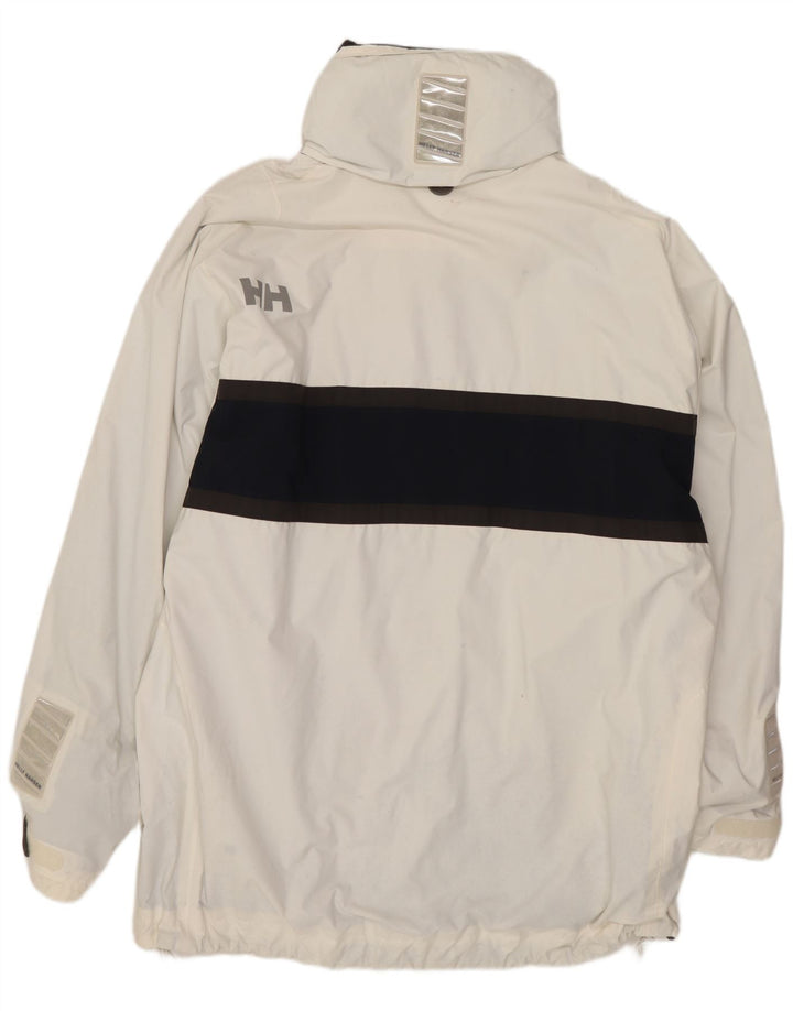 Helly Hansen Mens Hooded Rain Jacket UK 40 Large White Colourblock