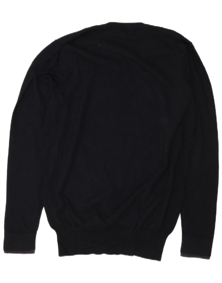 PAUL SMITH Mens V-Neck Jumper Sweater Large Black Merino Wool