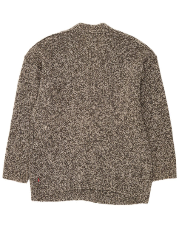 Jackpot Mens Cardigan Sweater Large Grey Flecked