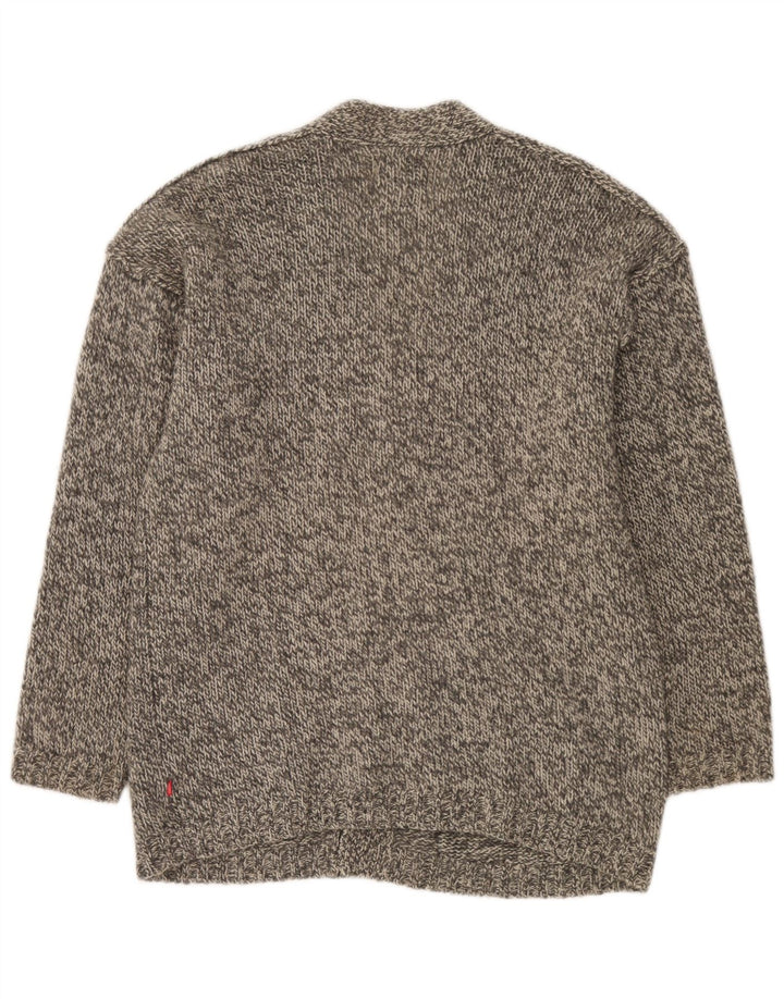 Jackpot Mens Cardigan Sweater Large Grey Flecked