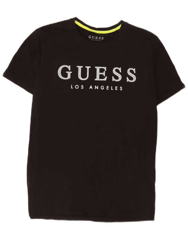 Guess Mens Slim Fit Graphic T-Shirt Top UK 40 Medium Black Cotton