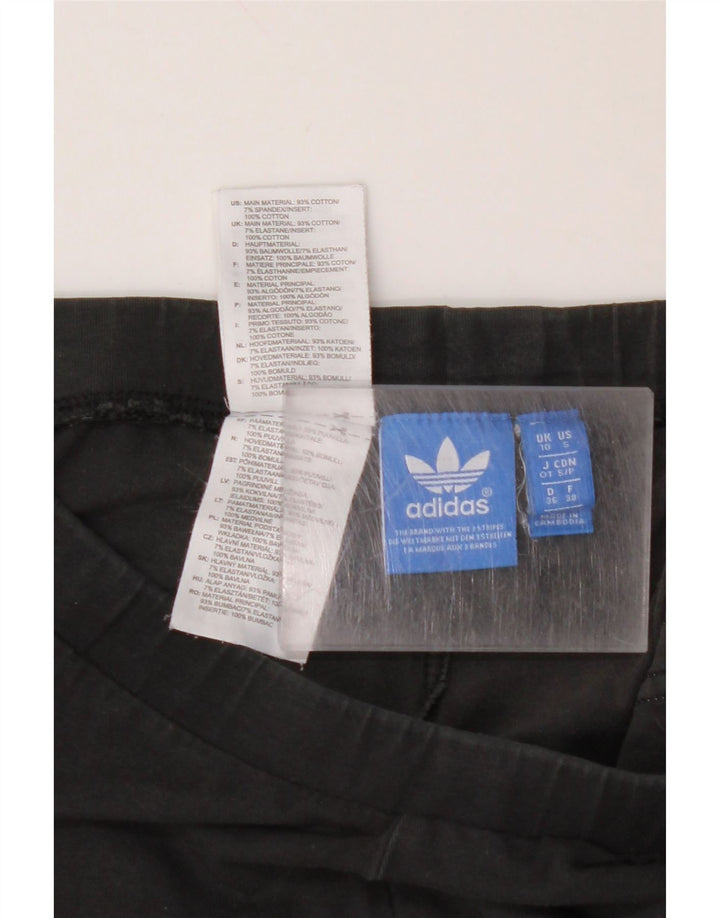 ADIDAS Womens Graphic Leggings UK 10 Small Black Cotton