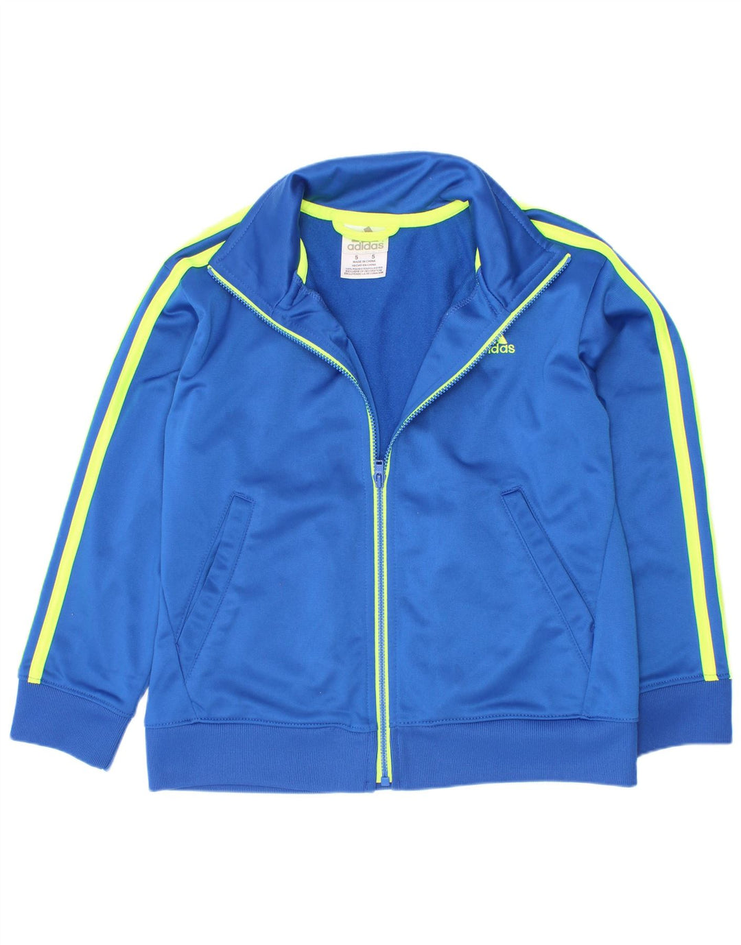 Adidas Boys Graphic Tracksuit Top Jacket 4-5 Years Blue Polyester
