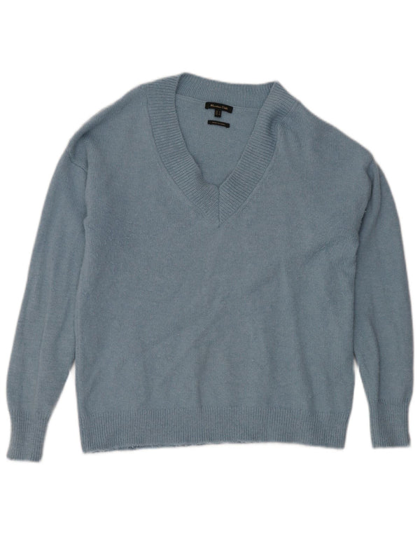 Massimo Dutti Mens V-Neck Jumper Sweater Small Blue