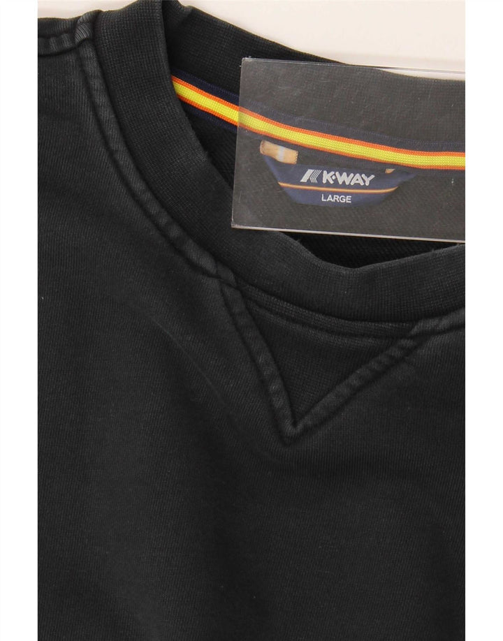 K-Way Mens Sweatshirt Jumper Large Black Cotton