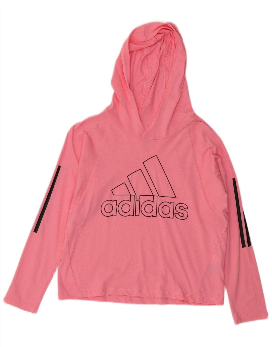 Adidas Womens Graphic Loose Fit Hoodie Jumper UK 10 Small Pink Cotton