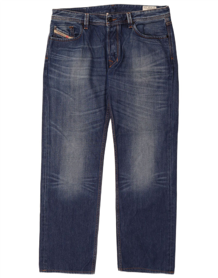 Diesel Mens Larkee Straight Jeans W36 L34 Blue Cotton