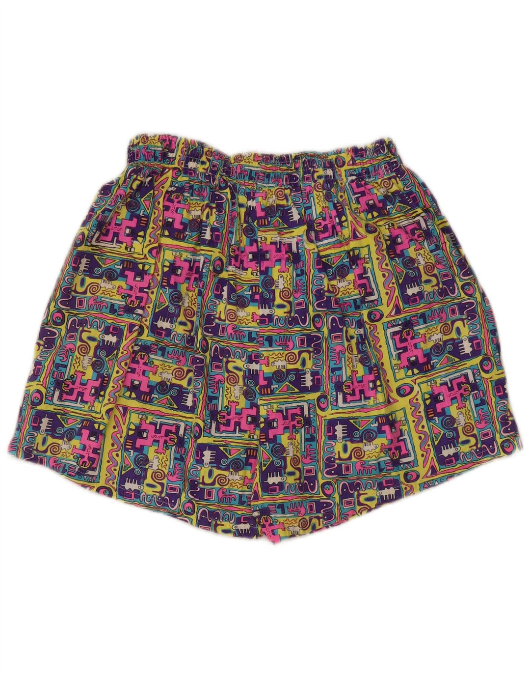 Vintage Womens High Waist Shorts Small W27 Multicoloured Patchwork Cotton