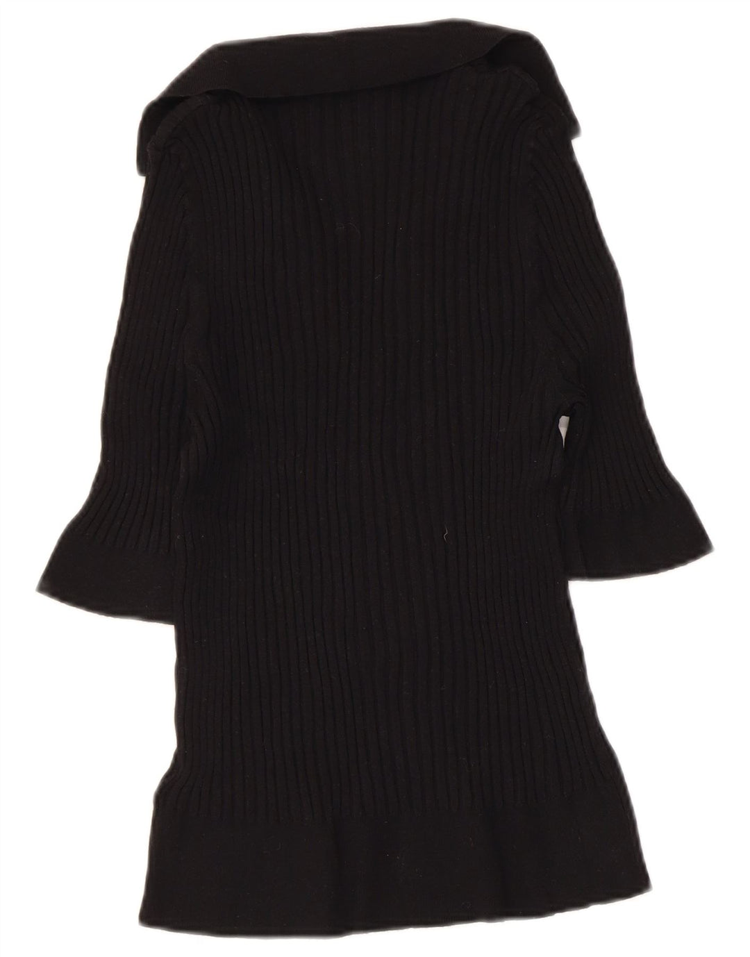 MARKS & SPENCER Womens Crop Polo Neck Jumper Sweater UK 16 Large Black