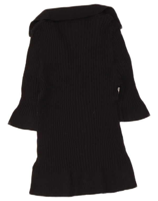 MARKS & SPENCER Womens Crop Polo Neck Jumper Sweater UK 16 Large Black