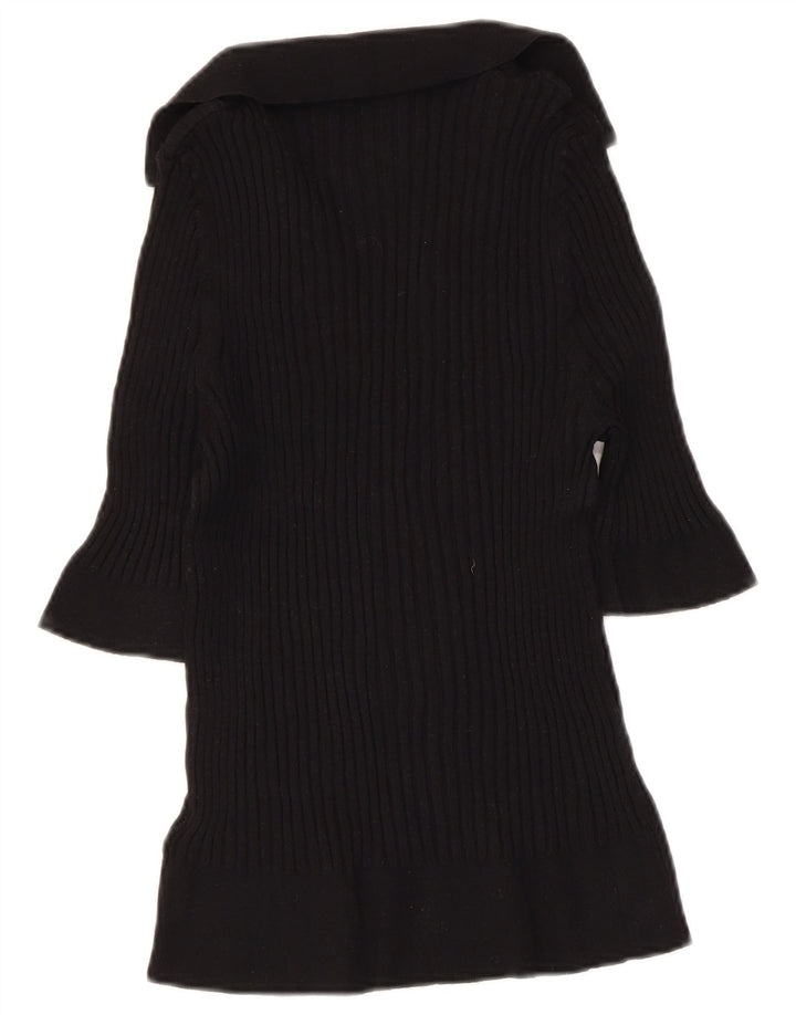 MARKS & SPENCER Womens Crop Polo Neck Jumper Sweater UK 16 Large Black