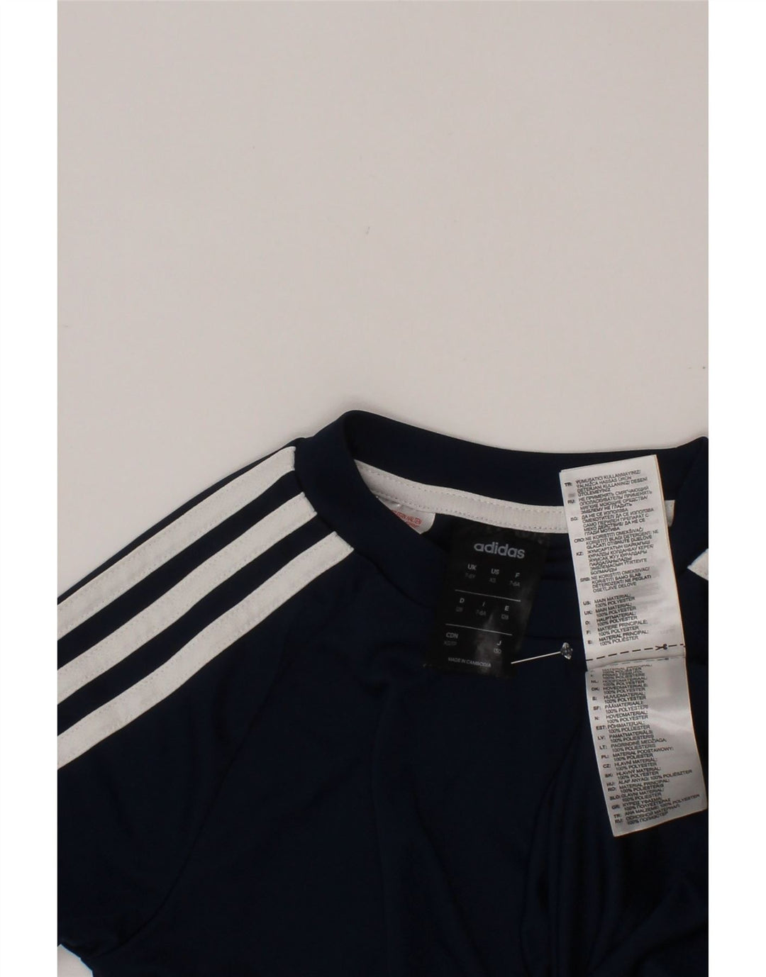 ADIDAS Boys Climalite T-Shirt Top 7-8 Years Navy Blue Polyester