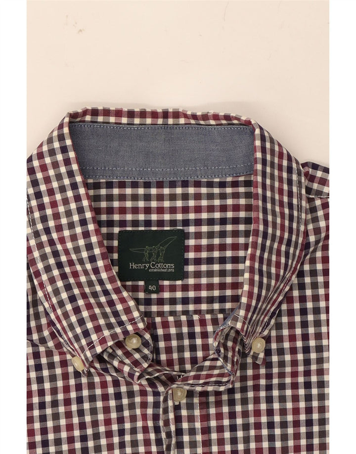 HENRY COTTONS Mens Shirt Size 40 Medium Red Gingham Vintage Henry Cottons and Second-Hand Henry Cottons from Messina Hembry 