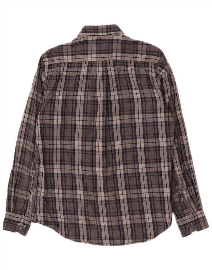 DACK'S Mens Regular Fit Flannel Shirt Small Grey Check Cotton