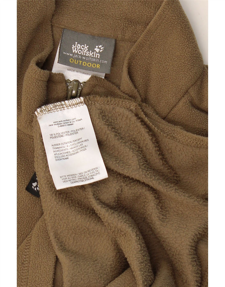 JACK WOLFSKIN Mens Zip Neck Fleece Jumper UK 40/42 Large Khaki Polyester